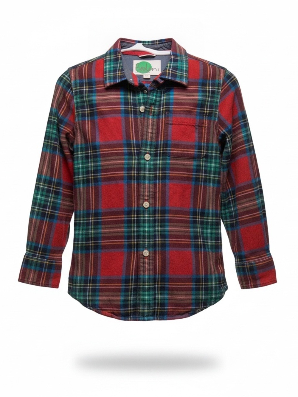 Boden Kids Red & Green Plaid Button-Up Shirt